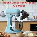 Flour Funnel for Kitchen Mixer,Stand Mixer Attachment, Fits Tilt-Head 4.55 Qt (KSM150),Mess-Free Flour Funnel for Kitchen Mixer,Anti-Spill Easy-Pour Plastic Powder Funnel(Black)