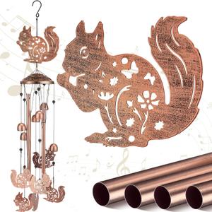 Squirrel Wind Chimes Outdoor Decoration for Women Men Mom Wife Grandma Birthday Gifts Memorial Metal Squirrel Wind Chimes for Outside Indoors, Lawn, Patio, Home, Porch, Yard Decor, Garden Decor