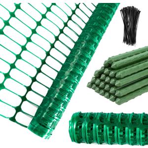 Plastic Fencing Temporary Fence,Snow Fence 4x100 with Stakes,Garden Fencings Plastic with Poles,Reusable Safety Fences,Construction Fences,Garden Fencings Roll for Pool,Lawn,Deer