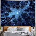Yeoiat Forest Starry Tapestry Nature Wall Tapestry for Bedroom Nature Tree Wall Tapestries for Living Room Bedroom Starry Forest 4460 Inches (Blue)