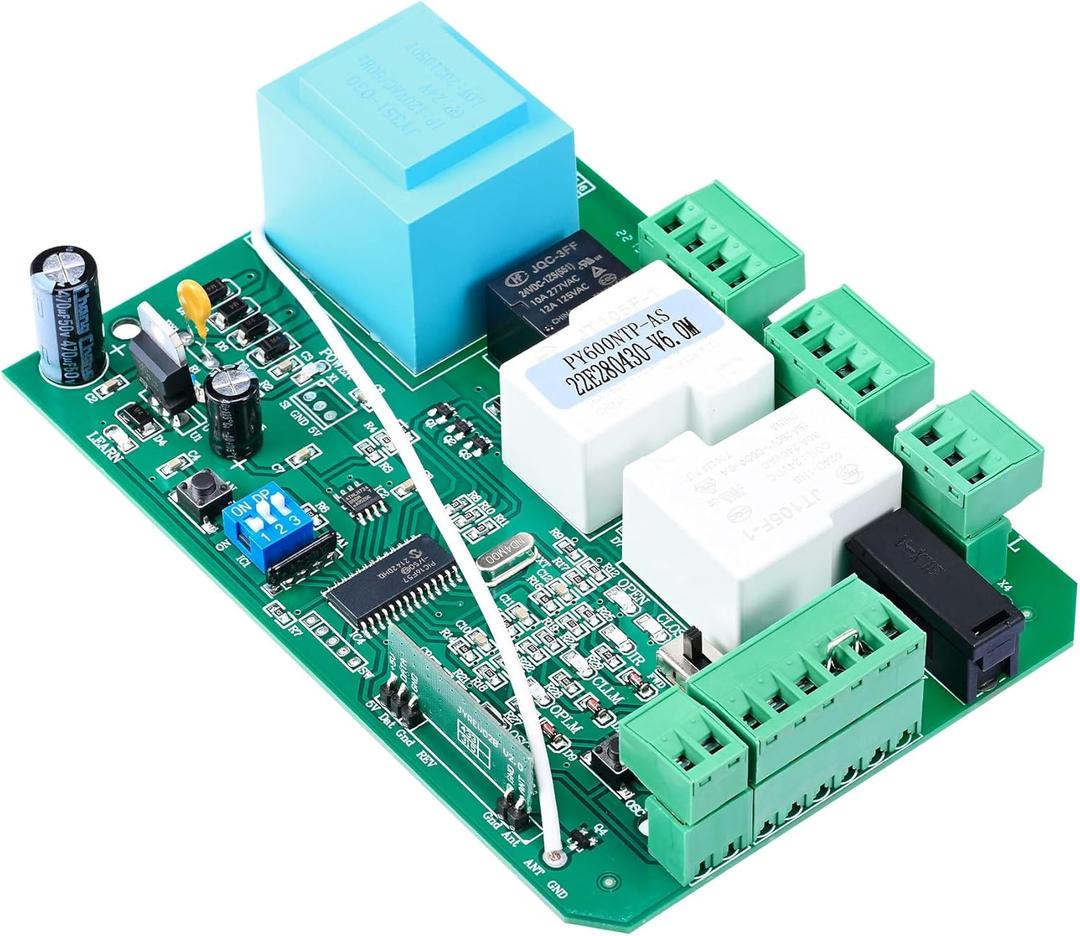 CO-Z AC Sliding Gate Opener Circuit Board, Sliding Gate Motor and Accessories Main Electronic Control Board, Replacement Gate Operator Logic Board, and Included 433.92MHz Remote Control