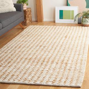 Natural Fiber Collection Area Rug - 5' x 8', Natural & Ivory, Handmade Jute & Wool, Ideal for The Living Room, Bedroom, Dining Room