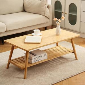 Houseables Low Coffee Table, Bamboo Coffee Table, Low Desk, Japanese Floor Desk, Folding, Collapsible, Foldable, for Sitting On The Floor, Living Room, Dining, Small Spaces, Tatami Furniture, Natural