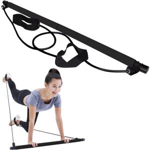 Pilates Bar Kit with Resistance Bands,Multifunctional Pilatess Bar,Stretched Fusions Toning Bar,Pilates Sculpt Bar,Home Gym Equipment for Women & Men Home Gym Pilates Yoga (Black)