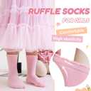 AMENLAN Girls Ruffle Crew Socks Little Kids School Uniform Cute Cotton Frilly Dress Socks 6 Pairs (9-12 Years, Mix Color a)