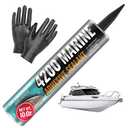 4000/4200 Marine Sealant - Fast-Cure, High-Bond, UV-Resistant Underwater Marine Adhesive Sealant for Boats, Hulls, Decks, and RVs - with Gloves, Nozzle, White 10 oz