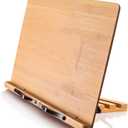 wishacc Bamboo Book Stand Cookbook Holder with 5 Adjustable Height 13.2 x 9.2