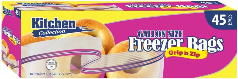 Gallon Size Grip N Zip Bags, 1 Gallon, Clear, Case of 1080 (24 packs x 45)