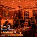 suddus Orange String Lights Outdoor with Remote, 33ft 100 LED Connectable Waterproof Halloween Lights Plug in, Dimmable Clear Wire Fairy Lights for Fall,Thanksgiving, Party, Tree, Garden, Porch Decor