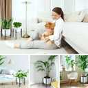 Airpark Plant Stand Indoor Adjustable, Metal Modern Plant Stands, Heavy Duty Stable Plant Pot Flower Holder Indoor Outdoor Corner, Fit 8 9 10 11 12 inch Pots, Black (Pot & Plant Not Included)