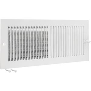 EZ-FLO 16 x 6 Inch (Duct Opening) Air Vent Cover for Wall or Ceiling, Two-Way Ventilation Register, Solid Steel HVAC Register Cover, White