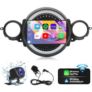 Android 13.0 Double Din Car Stereo - 9 Inch Touch Screen Car Radio Android Auto CarPlay Car Audio Multimedia Receiver with GPS  Backup Camera Bluetooth for Mini Cooper R56 2007-2014