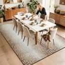 Soft Antelope Rug 4x6 Ft, Animal Print Rugs for Living Room Bedroom, Non-Slip TPR Backing for Hardwood Floors, Machine Washable & Easy to Clean, Pet Friendly Carpet for Kids, Brown, White