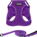 Voyager Step-in Air All Weather Mesh Harness and Reflective Dog 5 ft Leash Combo with Neoprene Handle, for Small, Medium and Large Breed Puppies by Best Pet Supplies - Set (Purple), S