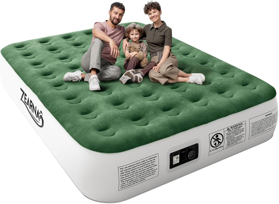 Air Mattress Queen with Built in Pump - Upgraded Blow Up Bed, 2 Mins Quick Self Inflatable, 13"/650lbs Max, All Night No Lost Air, Strong Support, for Camping,Home,Guests,Portable Travel (13" Queen)