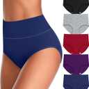 UMMISS Womens Underwear Cotton High Waisted Tummy Control Panties Plus Size Full Coverage Ladies Briefs (X-Large-XX-Large, A-multi-5 Pack)