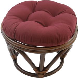 Blazing Needles Solid Twill Round Footstool Cushion, 18", Burgundy (Burgundy)