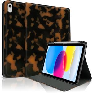 Case for iPad 11th (A16) 11-inch 2025 / 10th Generation 10.9-inch 2022, Cool Tortoiseshell Print Trendy Design Stand Folio Case with Pencil Holder, Anti-Slip and Anti-Shock - Turtleshell