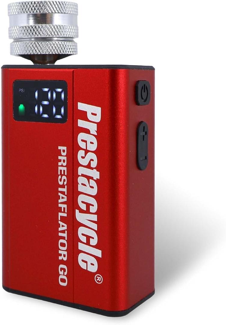 Prestacycle Prestaflator GO  Portable Digital Rechargeable Bicycle Tire Inflation Tool with Preset Pressure, Fast USB-C Charging & Durable Aluminum Case