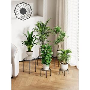 5-Pack Metal Plant Stands for Outdoor Indoor, Anti-Rust Iron Flower Pot Stand, Heavy Duty Plant Pot Shelf for Multiple Plant, Decoration Racks for Home, Patio & Garden (Black)
