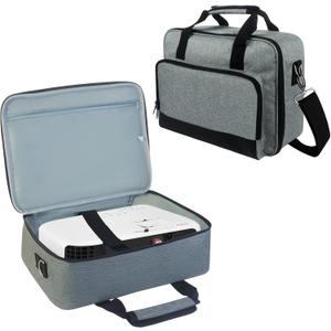 Projector Carrying Case, Projector Bag with Accessories Storage Pockets & Adjustable Shoulder Straps, Portable Carrying Bag Compatible with Epson BenQ ViewSonic and Most Mini Projectors (Grey)
