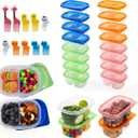 20 Pcs Reusable Snack Containers with Lids, 2-Compartment BPA-Free Portion Control for Bento Box & Meal Prep, On-the-Go for Kids Adults, Refrigerator Safe with 10 Animal Forks (4 Color Lids)