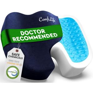 ComfiLife Gel Enhanced Seat Cushion  Office Chair Cushion  Non-Slip Gel & Memory Foam Coccyx Cushion for Tailbone Pain - Desk Chair Car Seat Cushion Driving - Sciatica & Back Pain Relief (Navy)