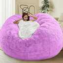 HDMLDP Bean Bag Chair Cover for Kids Adults Without Filling Comfy Giant Round Beanbag Love Sack Covers for Bedroom Living Room, 7FT, Purple