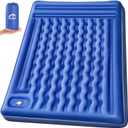 Double Sleeping Pad Camping, Self Inflating 6'' Extra-Thick 2 Person Pillow Built-in Foot Pump Waterproof Inflatable Sleeping Mat Backpacking, Tent, Hiking, Portable Camping Pad (Navy Grey)