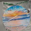 14 Inch Outdoor Wall Clock Waterproof Tempered Glass with Stunning Sunset Beach & Sand Scene, UV Resistant Silent Battery Operated, Coastal Decor for Patio, Pool, Backyard & Bathroom