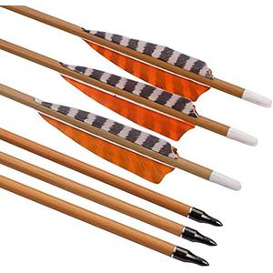 Elong 6pk 30" Archery Carbon Arrows Wood Camo Spine 600 Recurve Bows Turkey Feather Arrow