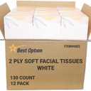 Soft 2-Ply Facial Tissue, White, 130-Count Box | Professional, Gentle and Durable | Great for Bathroom, Office, Business, School (1,560 Tissues, Bulk Pack of 12-Boxes)