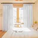 HUTO Pinch Pleat Half Blackout Curtains 84 Inches Long Window Treatment for Bedroom, Sliding Door, Patio Door Thermal Insulated Room Darkening Drapes with Tiebacks,52 by 84 Inch, 1 Panel,White