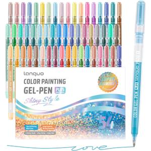 Joyask Glitter Gel Pens, 54 Pack Colored Pens for Black Paper & White Paper, 1.0mm Point Pens, Large Capacity Ink Pens for Coloring, Writing, Drawing, Journaling, Note Taking, Office, Home (54PCS-Gift Set)