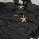 MakeMeChic Women's 3 Piece Bikini Set Halter Triangle Metal Starfish Swimsuit with Cut Out Cover Up Skirt (Medium, Black)