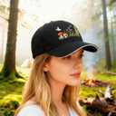 Embroidered Baseball Cap for Men Women, Breathable Cotton Adjustable Hat, Various Patterns for Casual Daily Outfits (Black)