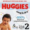 Huggies Size 2 Diapers, Snug & Dry Baby Diapers, Size 2 (12-18 lbs), 234 Count (3 Packs of 78), Packaging May Vary
