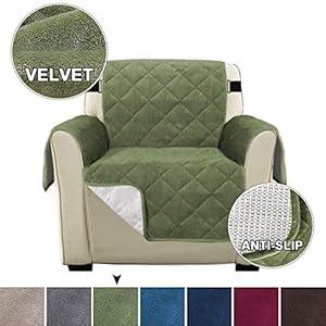 Turquoize Velvet Recliner Cover Recliner Chair Covers Quilted Recliner Covers for Small Recliner Non Slip Recliner Slipcovers with Elastic Straps Seat Width Up to 22" Cover for Recliner (22", Navy)