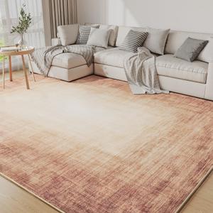 9x12 Area Rugs for Living Room, Machine Washable Non Slip Area Rug Modern Abstract Indoor Rug Carpet Ultra Soft Rugs for Bedroom Dining Room Playroom Bedside Office,Rust Red
