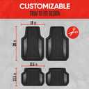 Motor Trend ChromeTech Car Floor Mats Full Set - Durable Rubber Floor Mats for Cars with Two Tone Accent, All Weather Interior Protection for Front and Rear with Non-Slip Backing, Gunmetal Chrome
