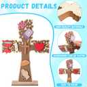 Blueweenly 12 Pack Christmas DIY Wood Cross Painting Crafts Kit for Kids Sunday School Vacation Bible Supplies Coloring Christian Religious Crafts with 12 Watercolor Pens for Art Party Decoration