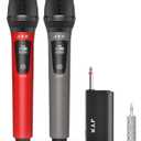 JYX Wireless Microphones, Dual UHF Handheld Dynamic Mic with Receiver, 6.35mm(1/4")Output,3.5mm (1/8") Adapter,160ft Range, Metal Rechargeable Karaoke Microphones for Party, Wedding, Class, Speech