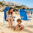 SUNNYFEEL Oversized Tall Folding Beach Chair Lightweight, 17" Portable Sand Chair for Adults Heavy Duty 500 LBS with Cup Holders, Foldable High Camping Lawn Chairs for Camp/Outdoor/Picnic/Sports, 1-pack