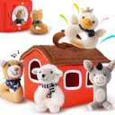 iPlay, iLearn Baby Toys 3 6 12 Month Newborn Gifts, Infant Soft Farm Stuffed Animal Rattles Plush Barn, Boy Girl Stuff, Shower Basket Stuffer, Sensory Hand Development Toy 0 2 4 7 9M 1 Yr - Farm