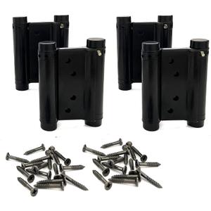 2 Pairs (4Pcs) 3inch Double Action Spring Hinge Stainless Steel Cafe Saloon Door Swing Self Closing Black with Screws