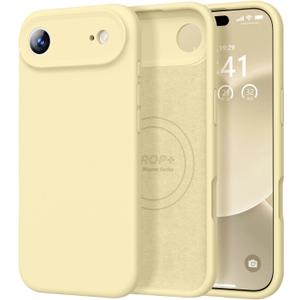 Vooii Magnetic for iPhone Air Case, Compatible with Magsafe (Premium Liquid Silicone) (Integrated Camera Control Button) Anti-Scratch Microfiber Lining for iPhone 17 Air 6.5 inch, Creamy Yellow