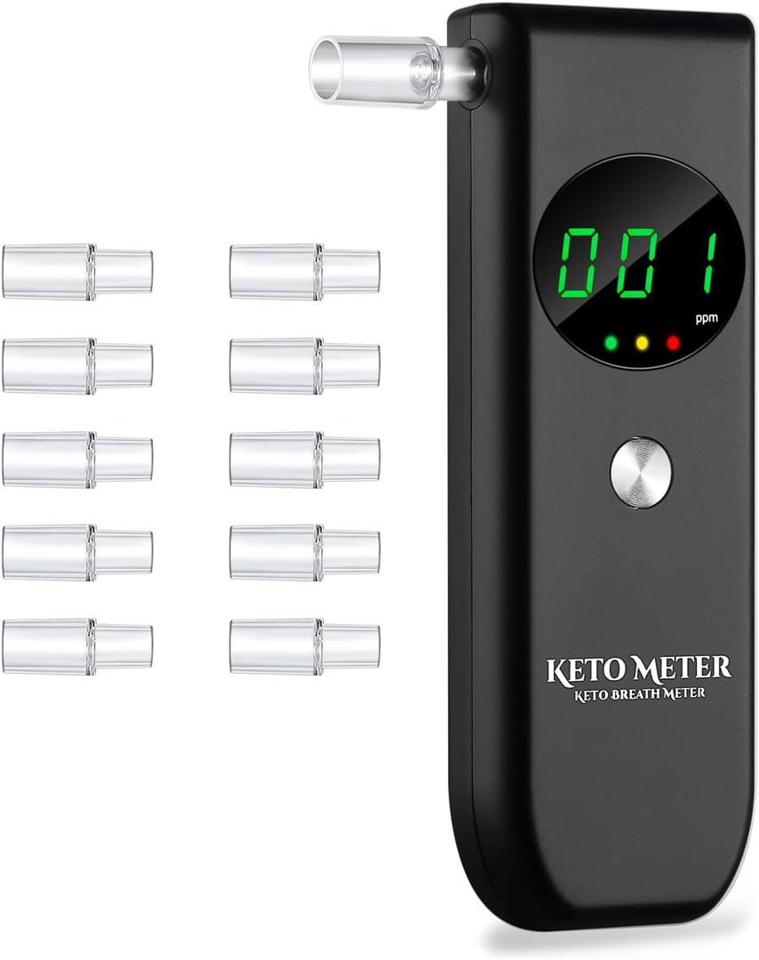 Ketosis Breath Monitors Analyzer Professional Ketone Home Tester Portable Ketone Testing & Monitoring - Ketone Breath Meter for Testing ketosis with 10 Mouthpieces -Monitor Your Ketosis Status