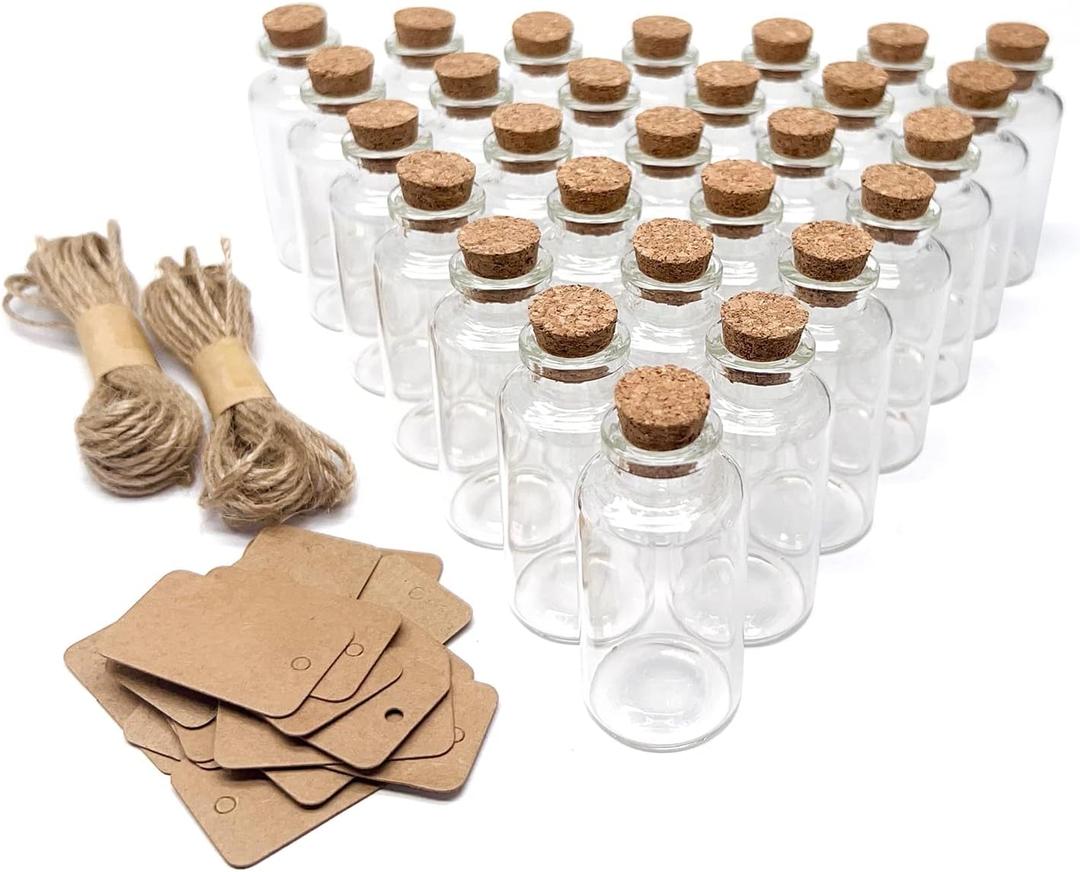Goiio 80 Pack 20 ML Glass Bottles with Cork Stoppers Mini Small Glass Bottles, for Wedding Favors, Crafts Home Decorations