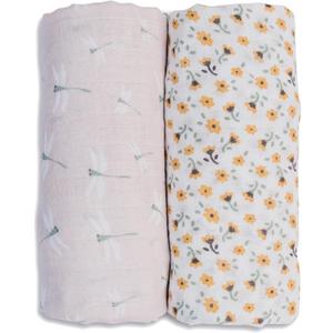lulujo Baby Swaddle Blankets | Unisex Softest Breathable Cotton Muslin Swaddle Blanket Set | Neutral Receiving Blanket for Girls & Boys | 40in x 40in | Vintage Floral & Dragonfly | 2-Count lulujo Baby Swaddle Blankets | Unisex Softest Breathable Cotton Muslin Swaddle Blanket Set | Neutral Receiving Blanket for Girls & Boys | 40in x 40in | Vintage Floral & Dragonfly | 2-Count