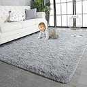 5X8 Ultra Soft Rug for Living Room, 5X8 Fluffy Shag Area Rug for Bedroom, Modern Shaggy Carpets Fuzzy Rug for Teens Dorm Nursery Home Decor Aesthetic, Upgrade Anti-Skid Durable, Grey